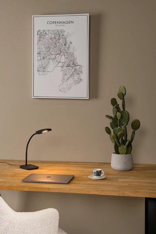 Lucide TESSA - Bureaulamp - LED Dimb. - 1x3,2W 3000K - Zwart - sfeer 1